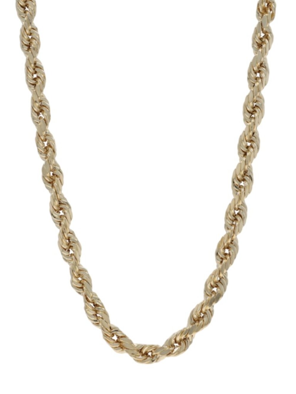 Yellow Gold Diamond Cut Rope Chain Necklace 18 1/4" - 14k